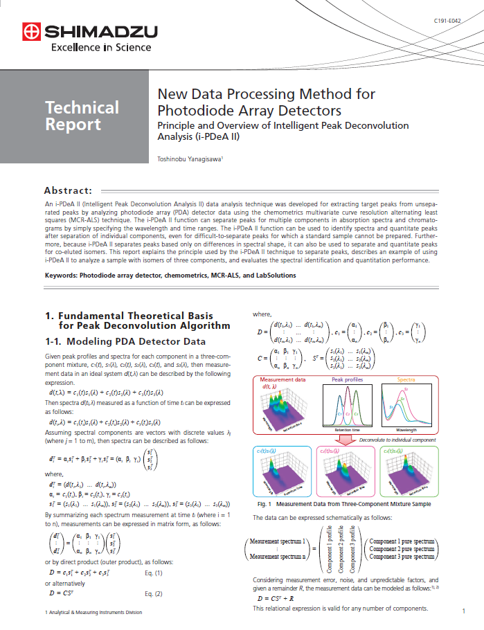 Technical Report - New Data Processing Method for Photodiode Array Detectors - Principle and Overview of Intelligent Peak Deconvolution Analysis (i-PDeA II)